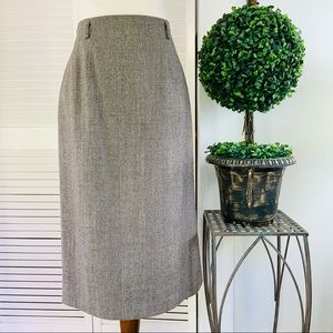 TALBOTS Brown Glen Plaid Stretch Wool Straight Pencil Skirt